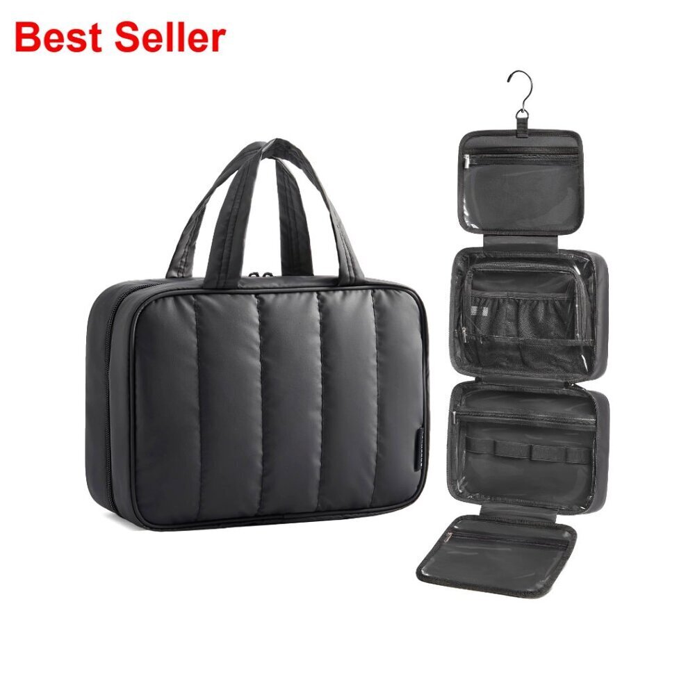 Travel Toiletry Bag with Hanging Hook, Waterproof Organizer for Full-Size
